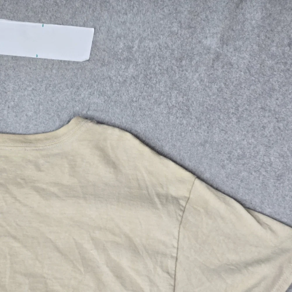 Riot Society Men Shirt L Beige Graphic Skeleton Geisha Tee Short Sleeve READ